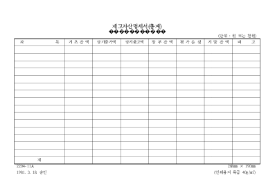 재고 자산 명세서(총계)